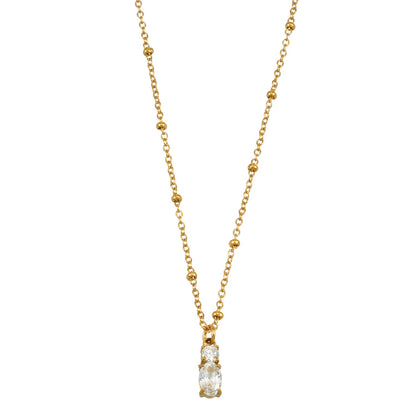 CABBANA Gold:  A Duo Set of Zirconia Charm Pendants on a Beaded Chain Necklace