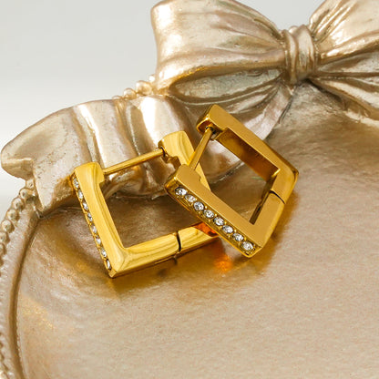 Boucles d'oreilles créoles carrées et serties de pierres de zircone PAIA Gold