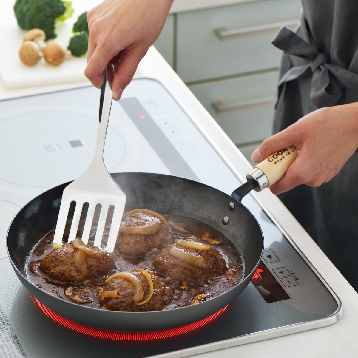 Yoshikawa Cook-Pal Ren 28cm Nitrided Carbon Steel Deep Frying Pan