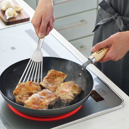 Poêle à frire profonde Yoshikawa Cook-Pal Ren 24cm – Acier au carbone nitruré, Fabriquée au Japon