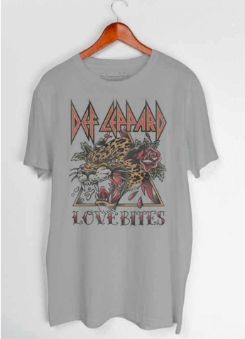 T-shirt Def Leppard vintage Love Bites argenté