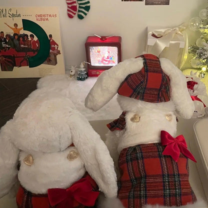 Robe Hiver Lapin pour Chiens – Robe Chien à Carreaux Rouges avec Chapeau