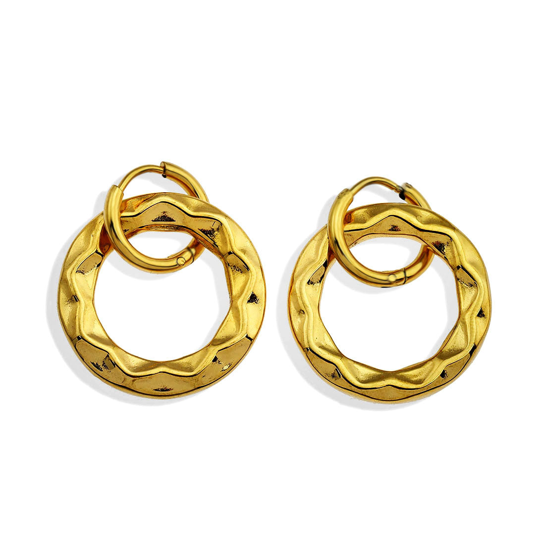 ELENA: Boucles d'oreilles créoles dorées à texture sculptée