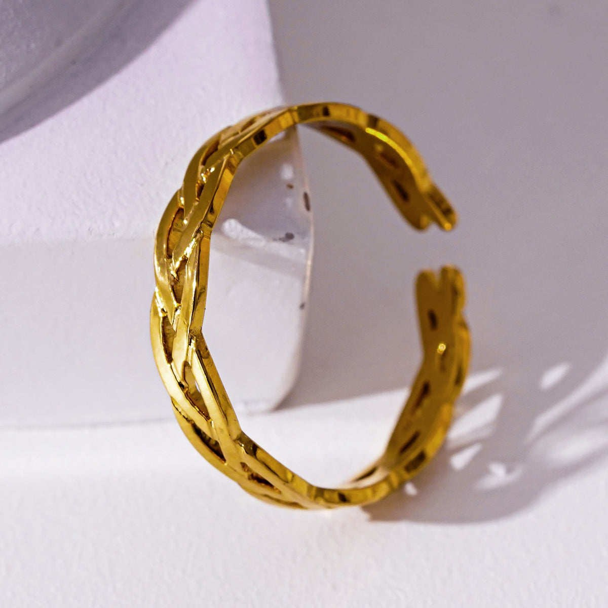 ELIOTT: Bague Bande à Motif Tressé Croisé