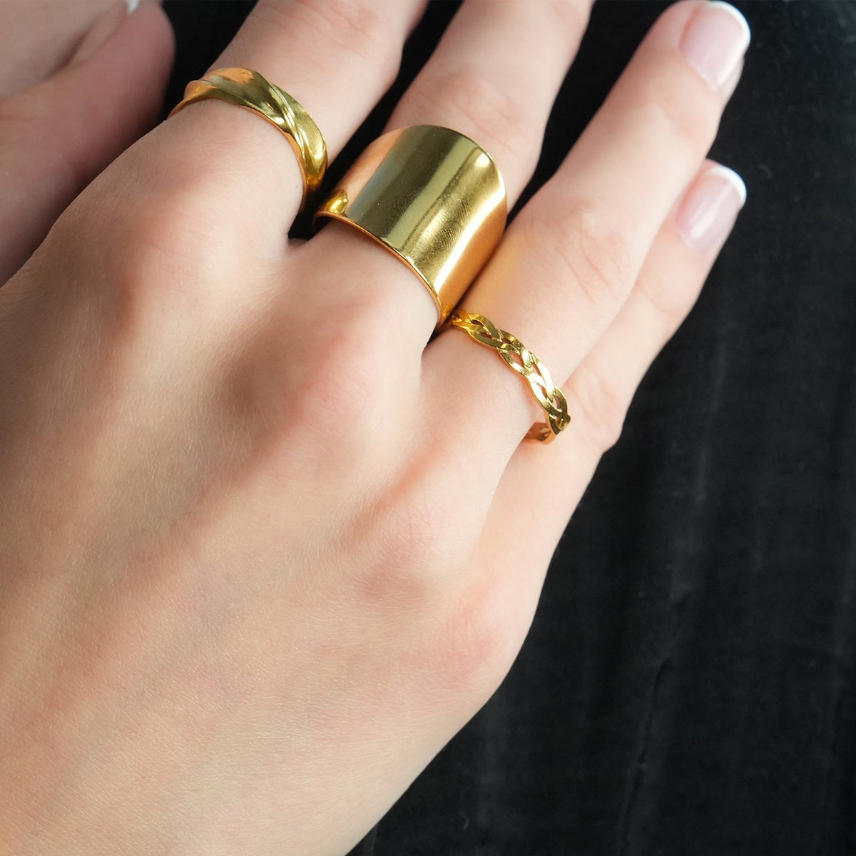 ELIOTT: Bague Bande à Motif Tressé Croisé