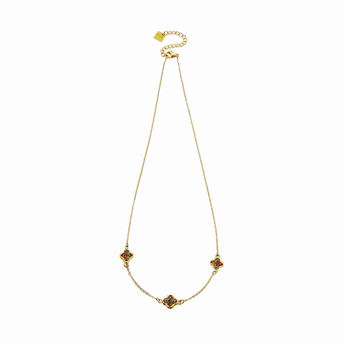 Collier Or breloques Zirconia colorées ELLIS