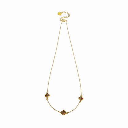 Collier Or breloques Zirconia colorées ELLIS