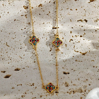 Collier Or breloques Zirconia colorées ELLIS