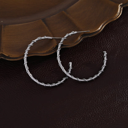 Boucles d'oreilles créoles ELNA argentées avec une torsade décorative