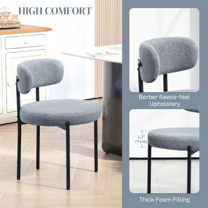 Chaises de salle à manger modernes Cruz avec dossier en molleton berbère - Lot de 4 - Gris