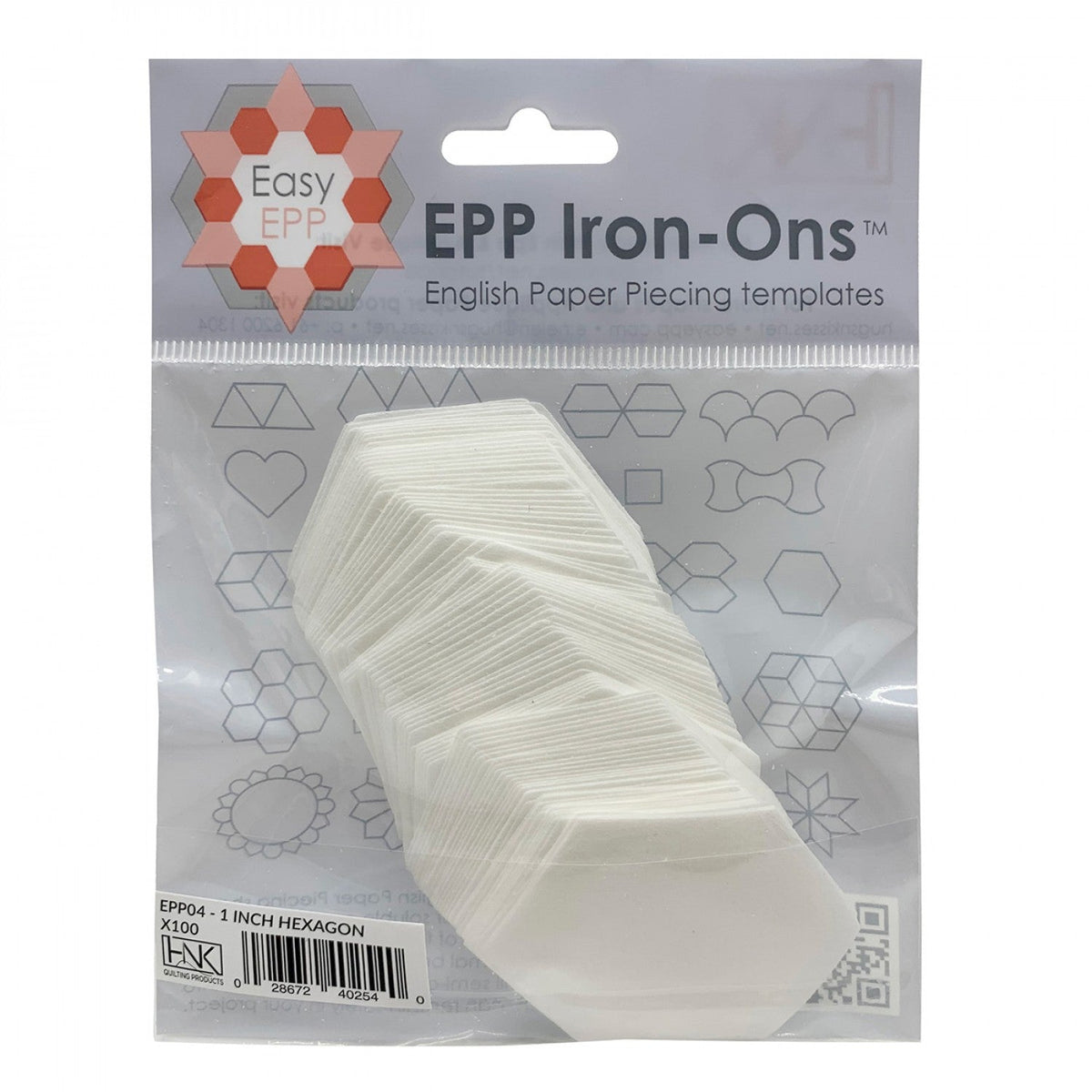 1" Hexie x 100 Pack - Iron On - Dissolvable