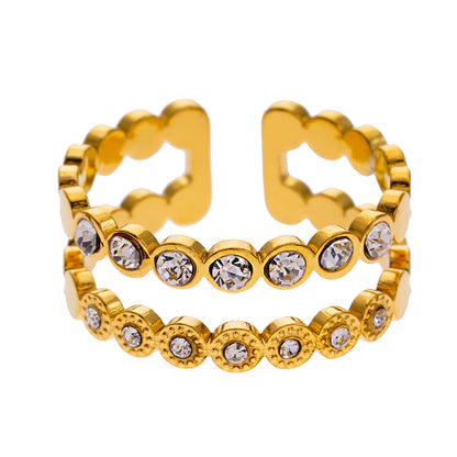 ERLAT : Bague texturée ornée de zircons à double rangée