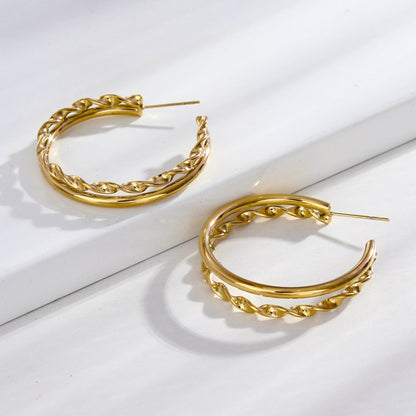 Boucles d'oreilles créoles doubles superposées ESME en or