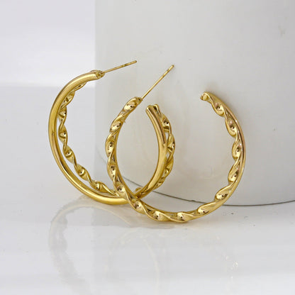 Boucles d'oreilles créoles doubles superposées ESME en or