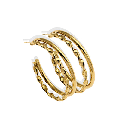 Boucles d'oreilles créoles doubles superposées ESME en or