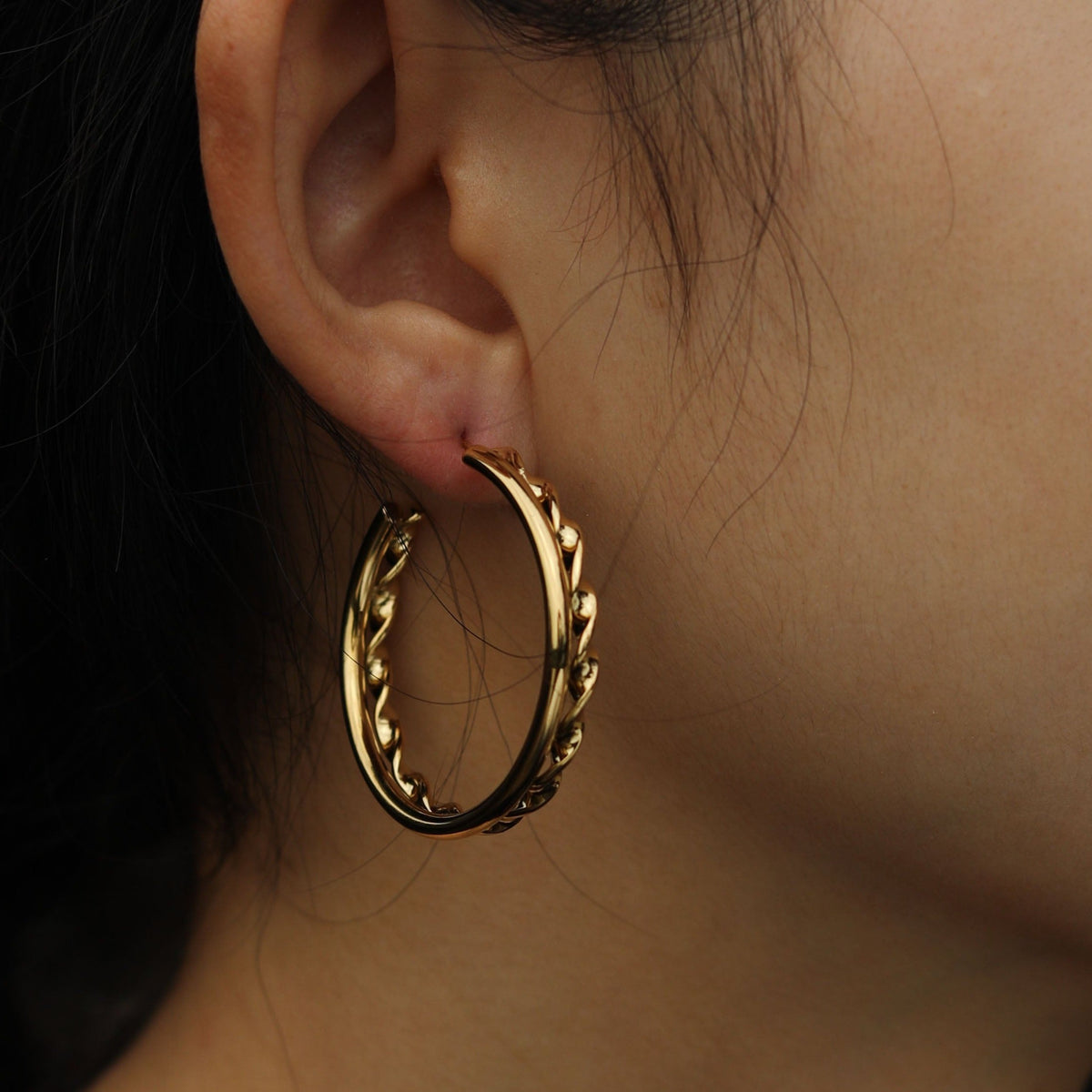 Boucles d'oreilles créoles doubles superposées ESME en or
