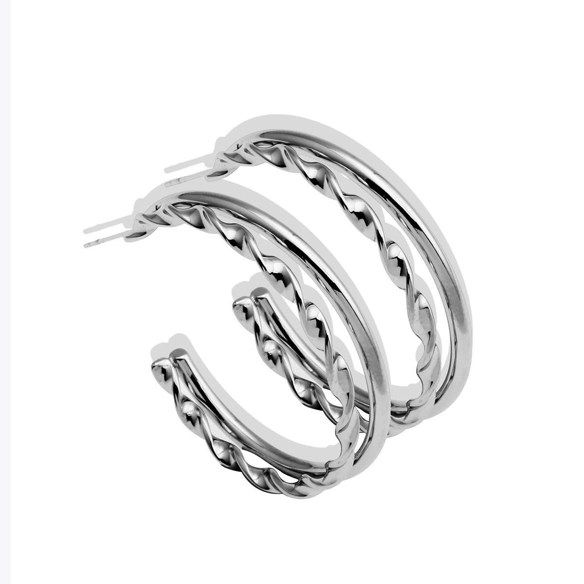 Boucles d'oreilles créoles doubles en argent ESME
