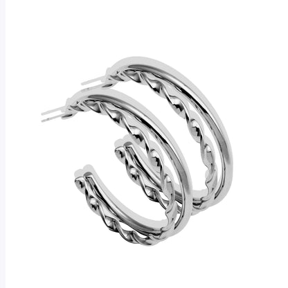 Boucles d'oreilles créoles doubles en argent ESME