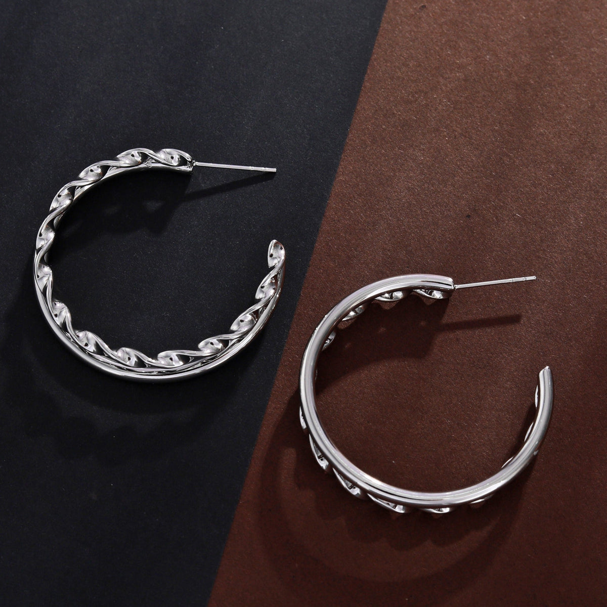 Boucles d'oreilles créoles doubles en argent ESME