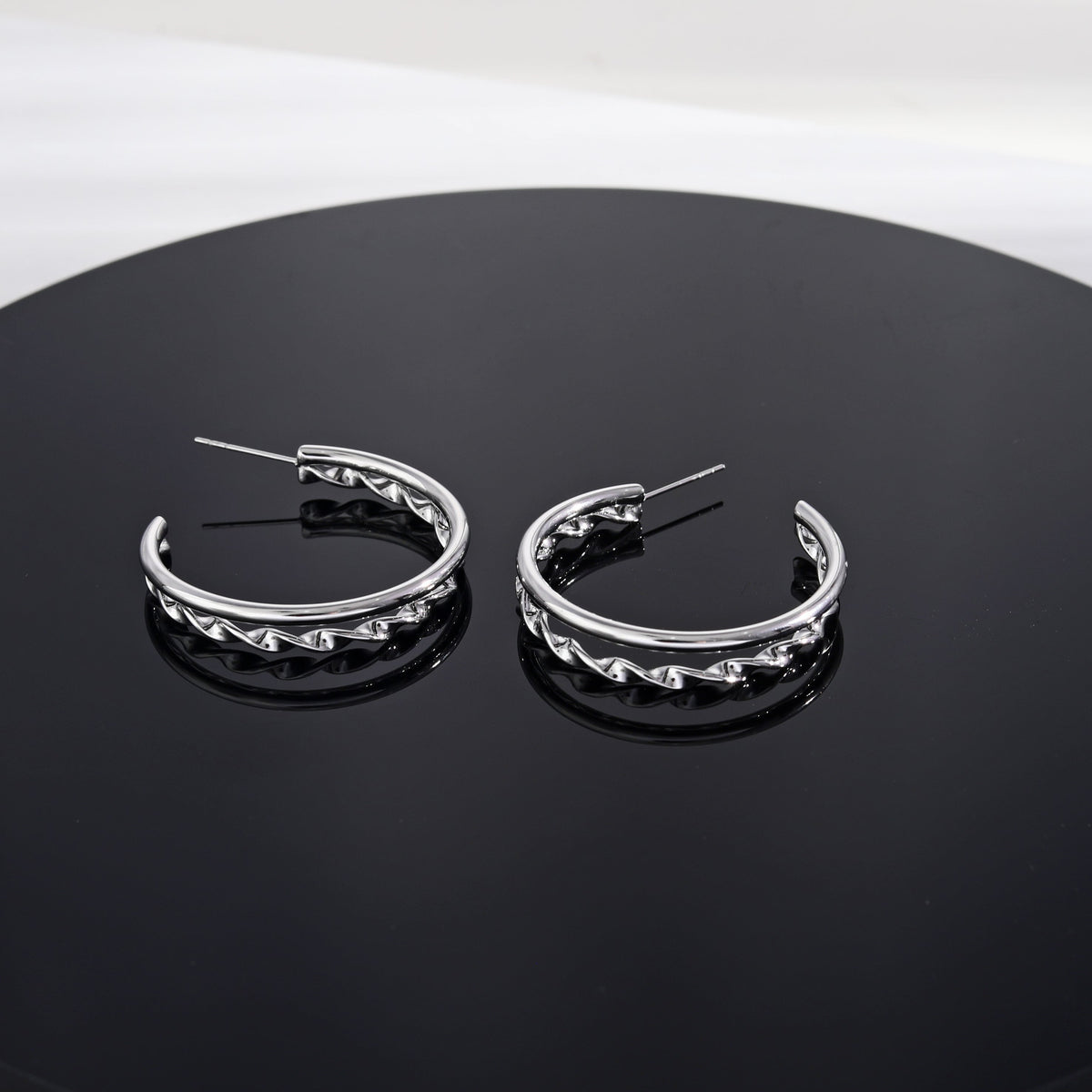 Boucles d'oreilles créoles doubles en argent ESME
