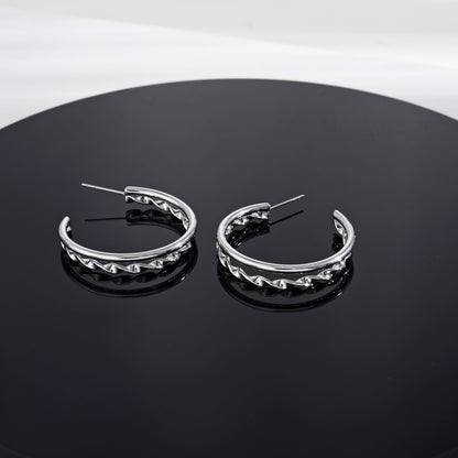 Boucles d'oreilles créoles doubles en argent ESME