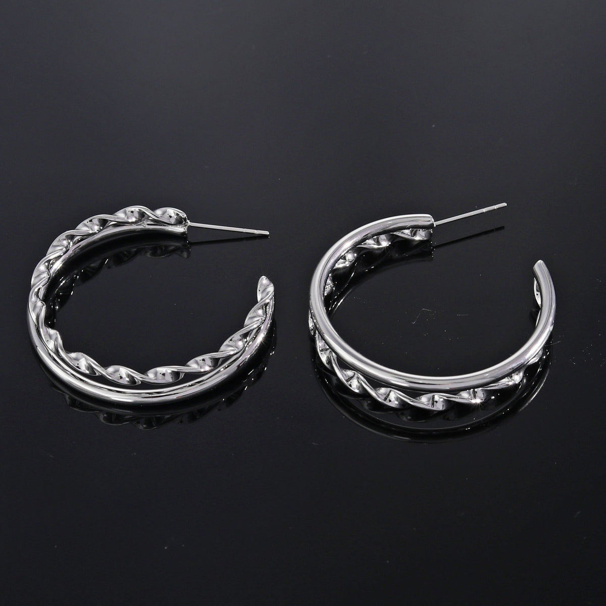 Boucles d'oreilles créoles doubles en argent ESME