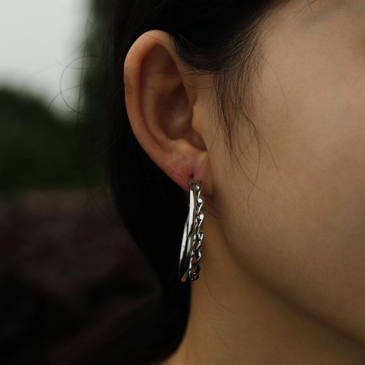 Boucles d'oreilles créoles doubles en argent ESME