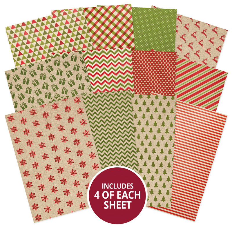 Bloc de papier Hunkydory Essential Selection - Kraft de Noël