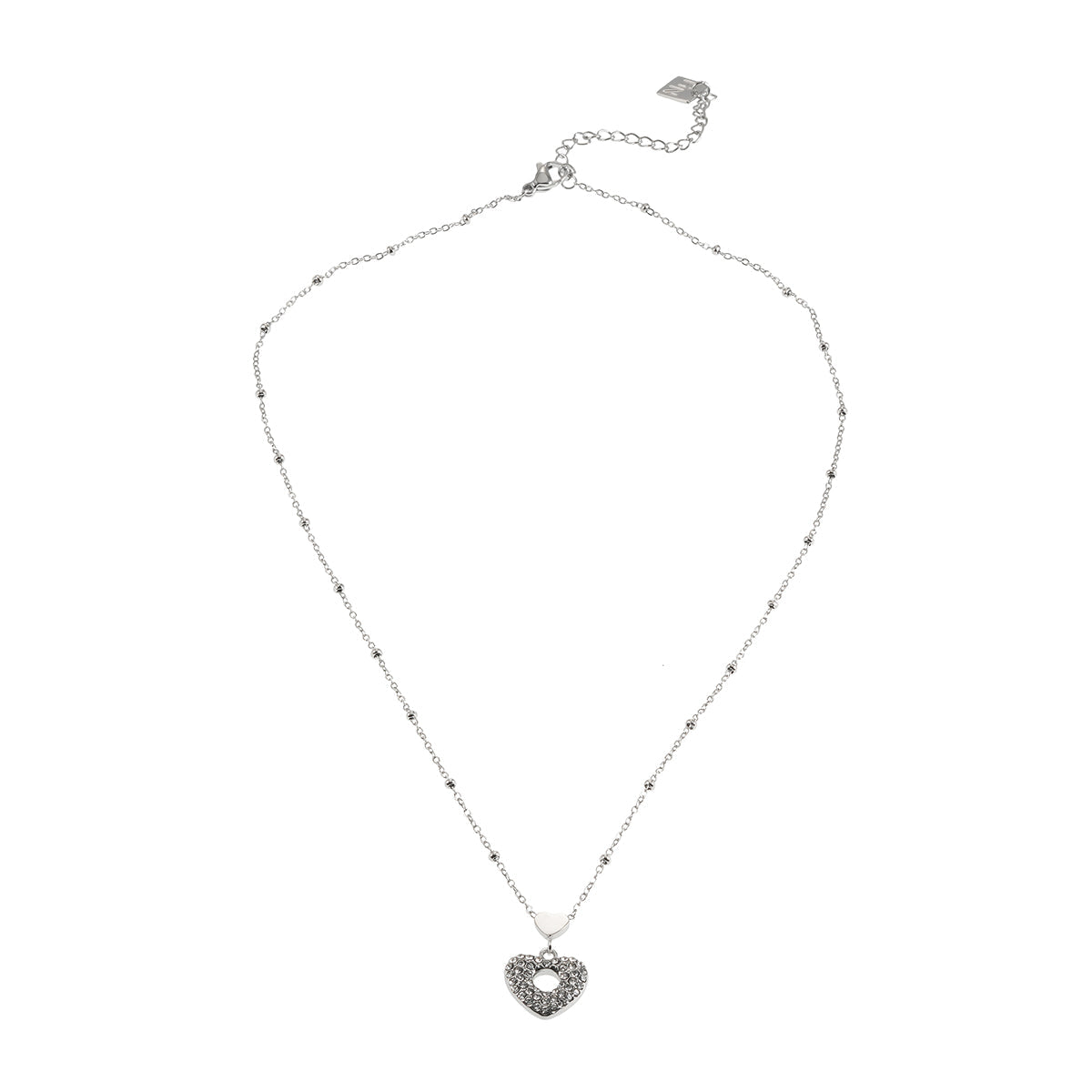 ETERNAL : Collier pendentif double cœur serti de zircones pavées