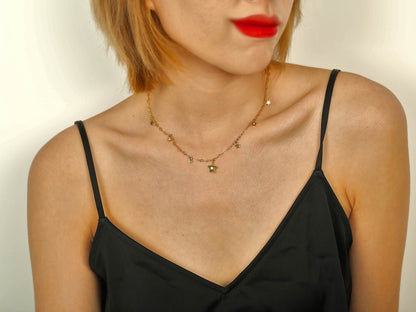 Collier pendentif EVELYN mini étoiles et zircones