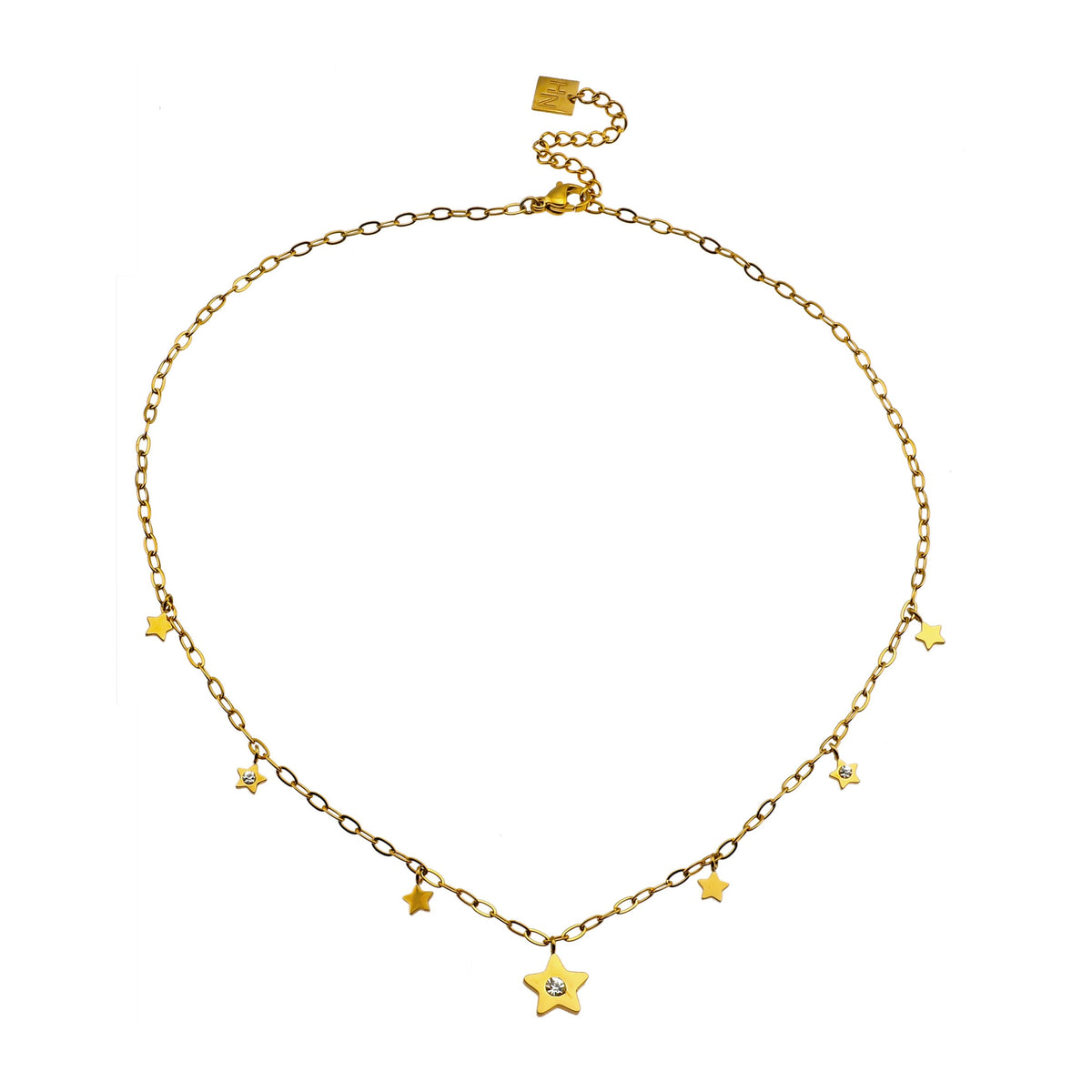 Collier pendentif EVELYN mini étoiles et zircones