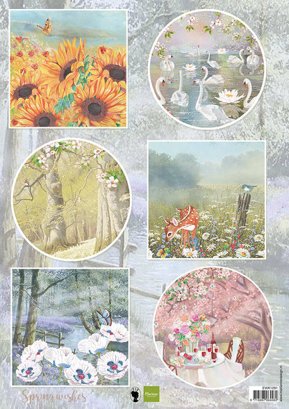 Marianne Design Feuille de découpe A4 - Vœux de printemps - Cygnes
