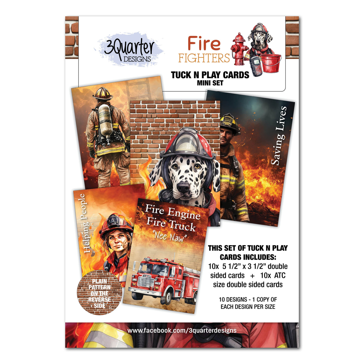 Cartes à jouer et à emporter 3 Quarter Designs Pompiers