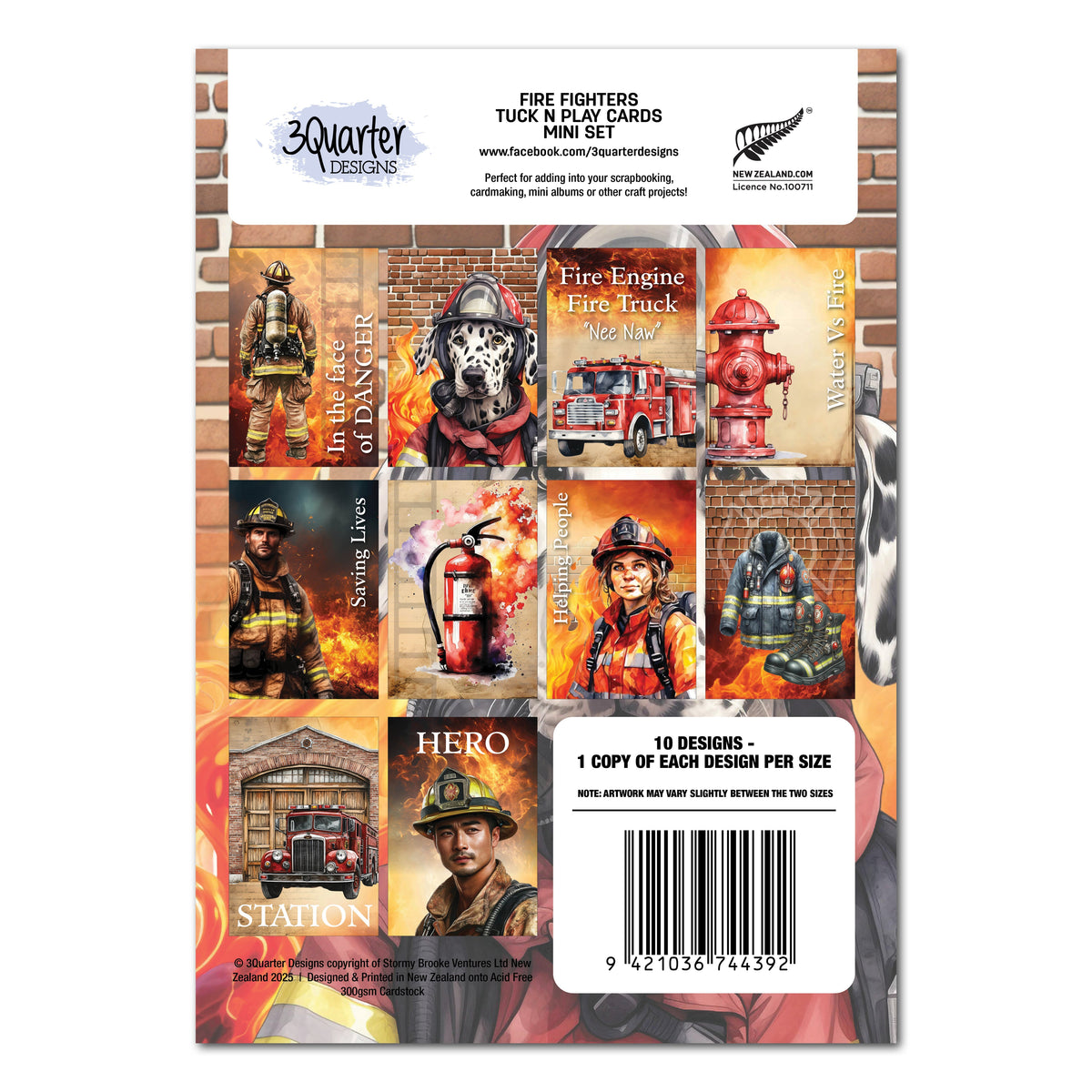 Cartes à jouer et à emporter 3 Quarter Designs Pompiers