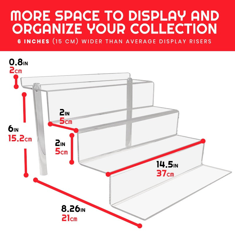 EVORETRO 4-Step Acrylic Display Stand for Action Figures | Riser RS6 Inch (Pack of 2)