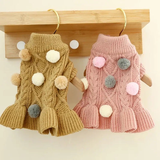 Pom Pom Dog Dress – Luxury Playful Outfit for Dogs