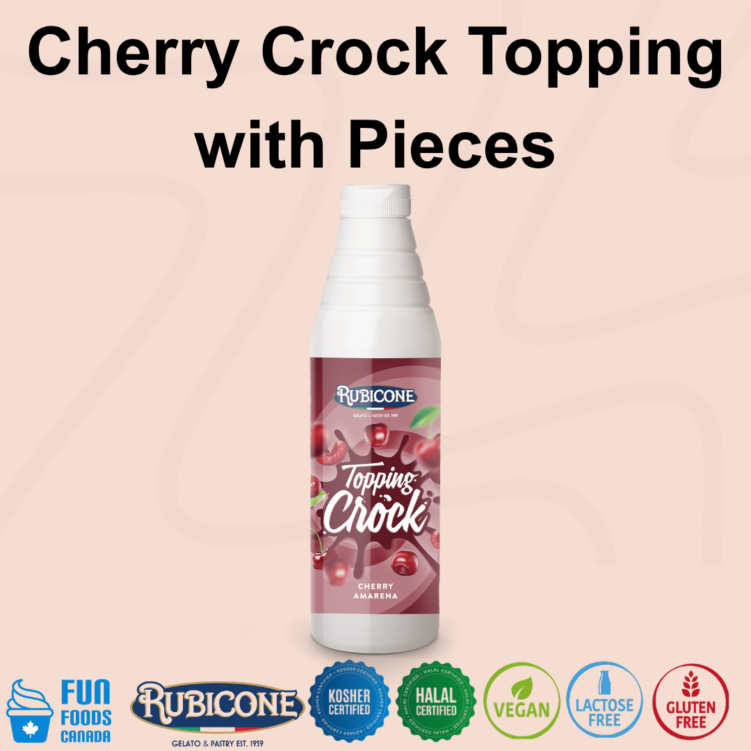 Garniture aux cerises avec morceaux – Bouteille compressible de 1 kg – Garniture aux cerises Crock – Rubicone Canada – Livraison gratuite au Canada pour les commandes de plus de 199 $ CA