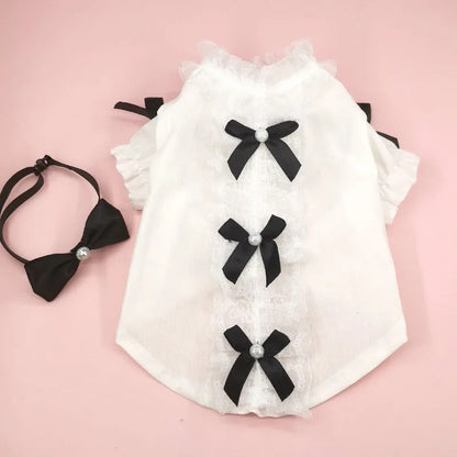 Charlise Shirt & Bow Set for Dogs – Elegant Dog Shirt Outfit