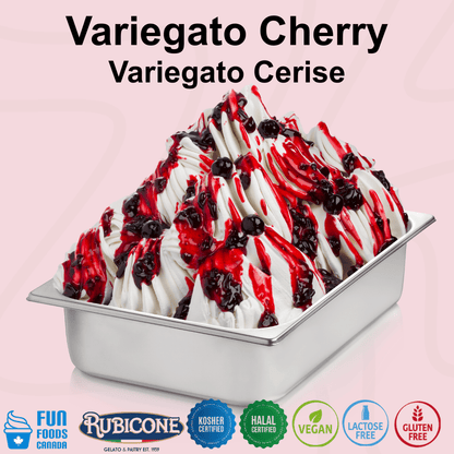Sour Cherry Sundae Dessert Topping - 3 KG Bucket - Cherry Variegate - Rubicone Canada - Ships Free Within Canada on Orders Above CAD $199