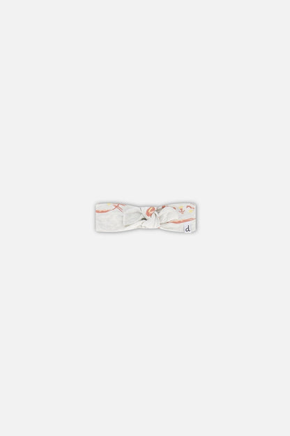 Bandeau en coton biologique beige chiné avec chat imprimé