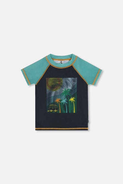 T-shirt Anti-UV Manches Courtes Imprimé Noir