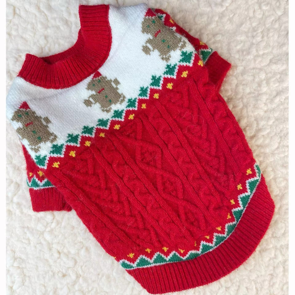 Pull de Noël pour chien en pain d'épices – Tenue tricotée d'hiver pour chiens