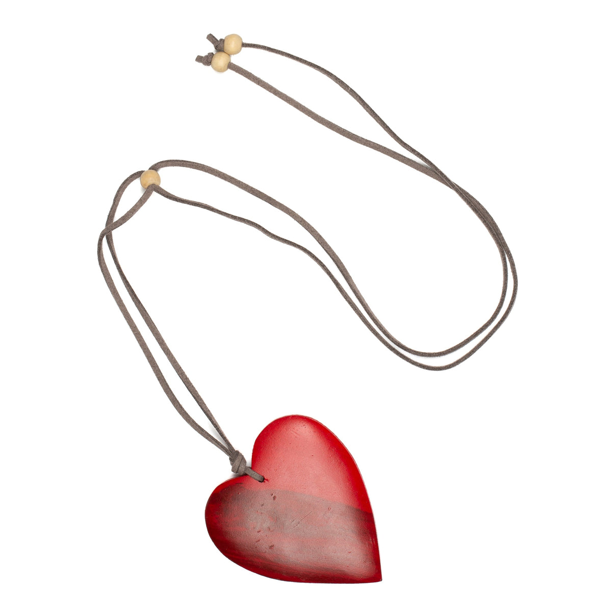 Collier Cœur Simple en Bois