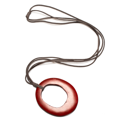 Simple Oval Pendant On Suede