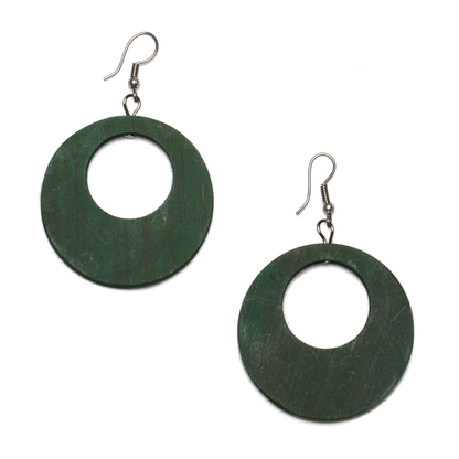 Boucle d'oreille créole en bois ronde