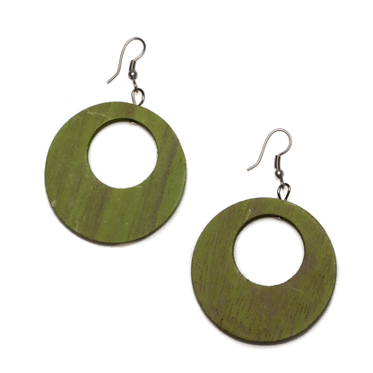 Boucle d'oreille créole en bois ronde