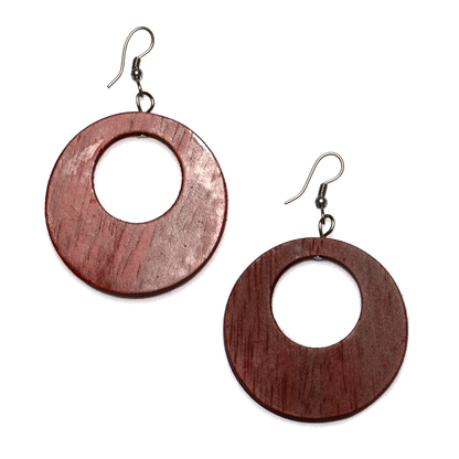 Boucle d'oreille créole en bois ronde