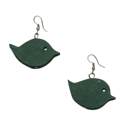 Wooden Bird Earring