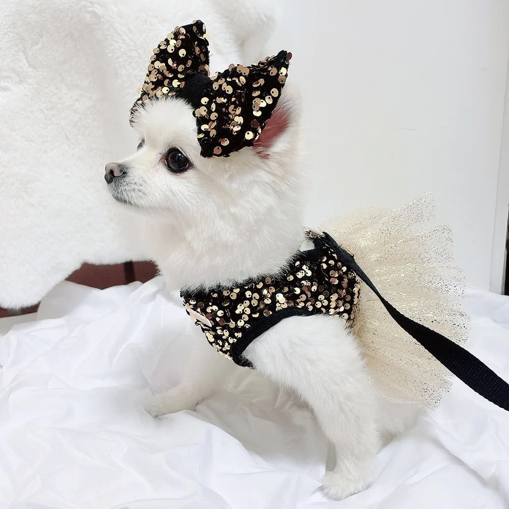 Ensemble robe pour chien Twinkle Star | Robe de fête avec nœud assorti