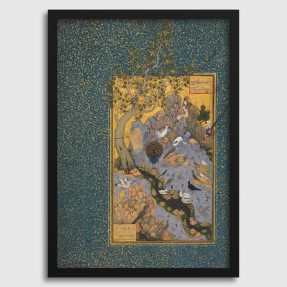 Estampe d'art miniature persan : Mantiq al-Tayr, giclée du XVIIe siècle